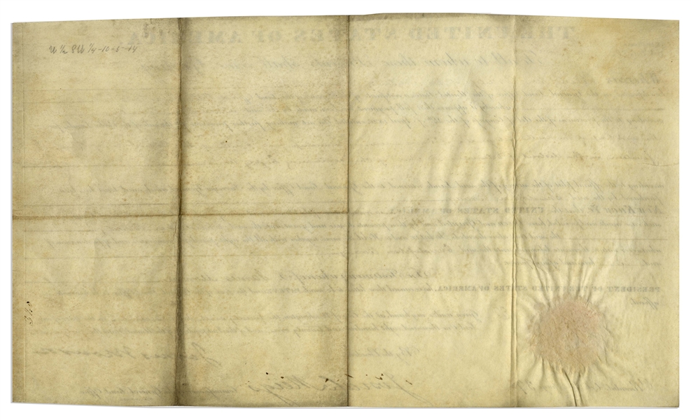 James Monroe Land Grant Signed as President -- With Large, Bold Signature by Monroe